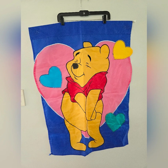 Vintage Winnie The Pooh Valentines Day Hearts Outdoor Flag Double Sided Yard - Picture 8 of 12